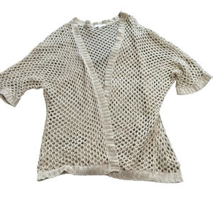 Mine women's S/M fishnet knit tan cardigan